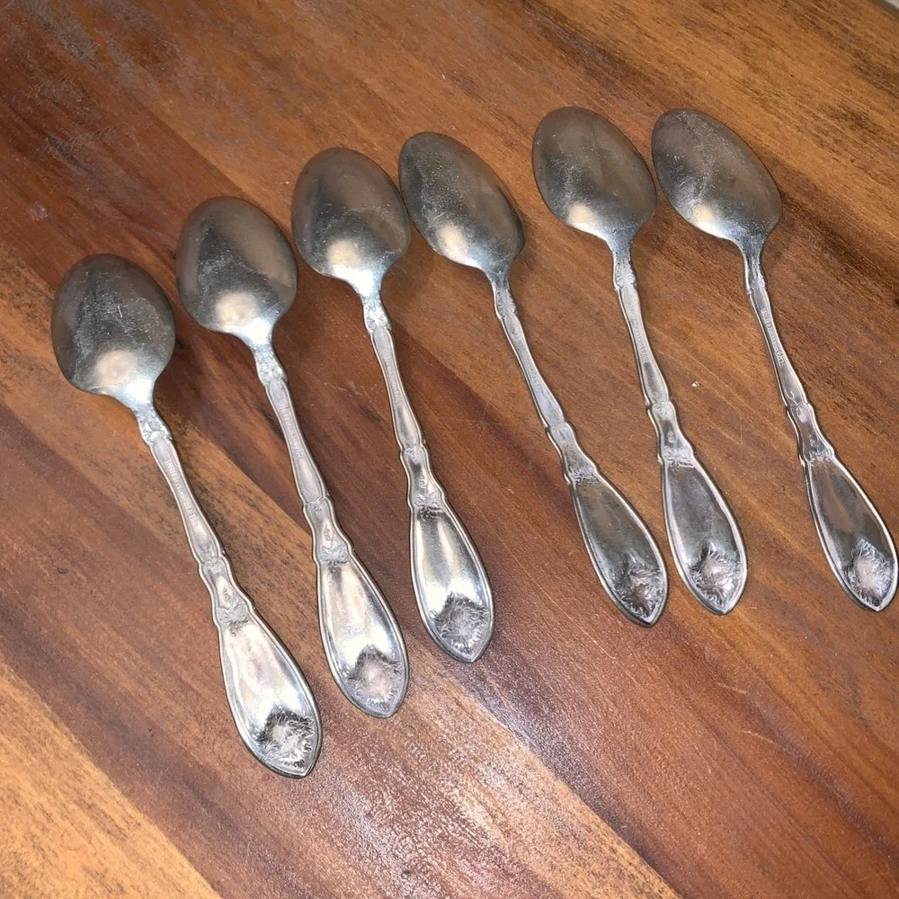 Vintage 1881 Rogers 1908 LA VIGNE Grape Tablespoons Silverplate Flatware Set (6)
